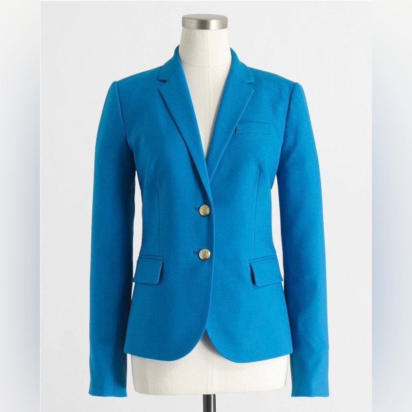 J. Crew Women’s Schoolboy Wool Blend Blazer W/ Gold Buttons Chatham Bay Blue 4